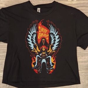 Black Graphic Crop Top